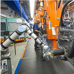サウス・カロライナ州のBMW工場で仕事をするロボット（www.technologyreview.comより）